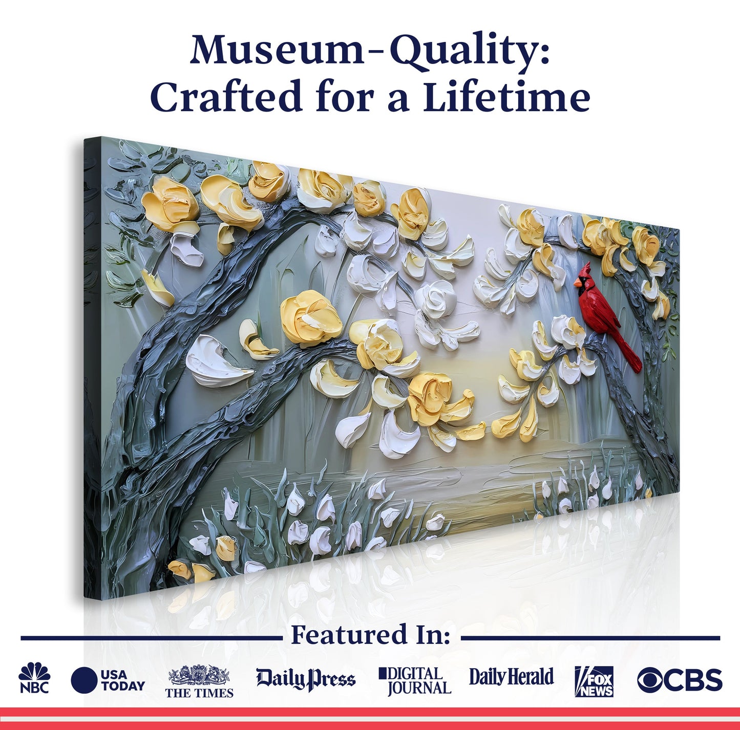 Golden Petals and Scarlet Wings Wall Art