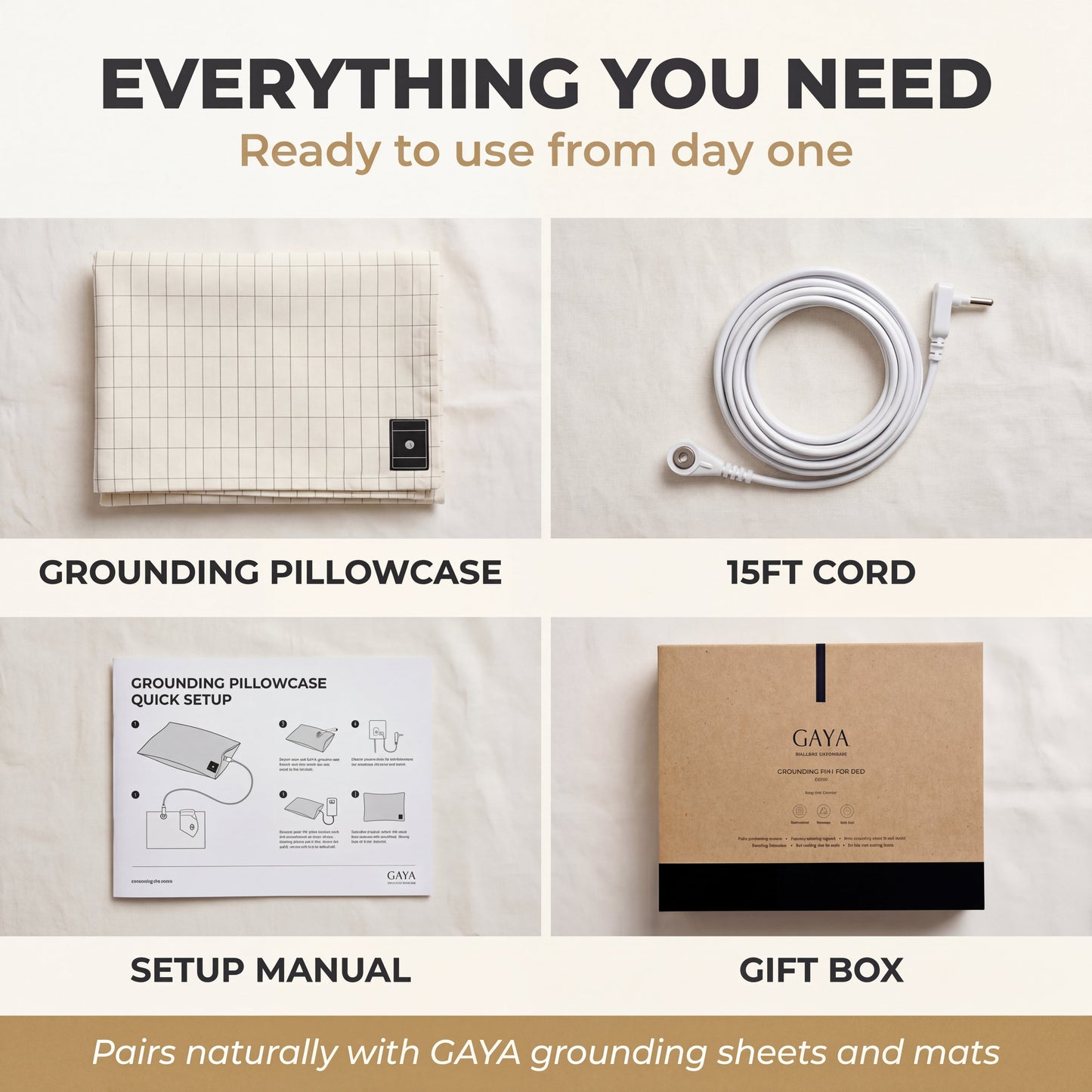 GAYA™ Grounding Pillow Case - Off White