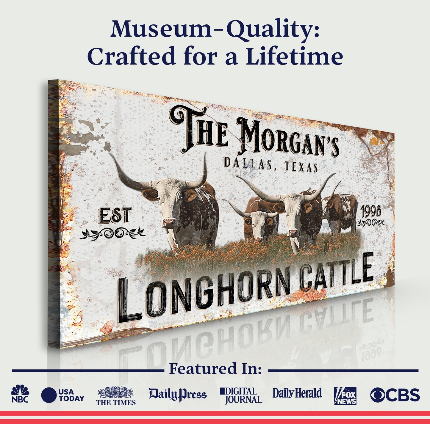 Personalized Long Horn Cattle Sign II