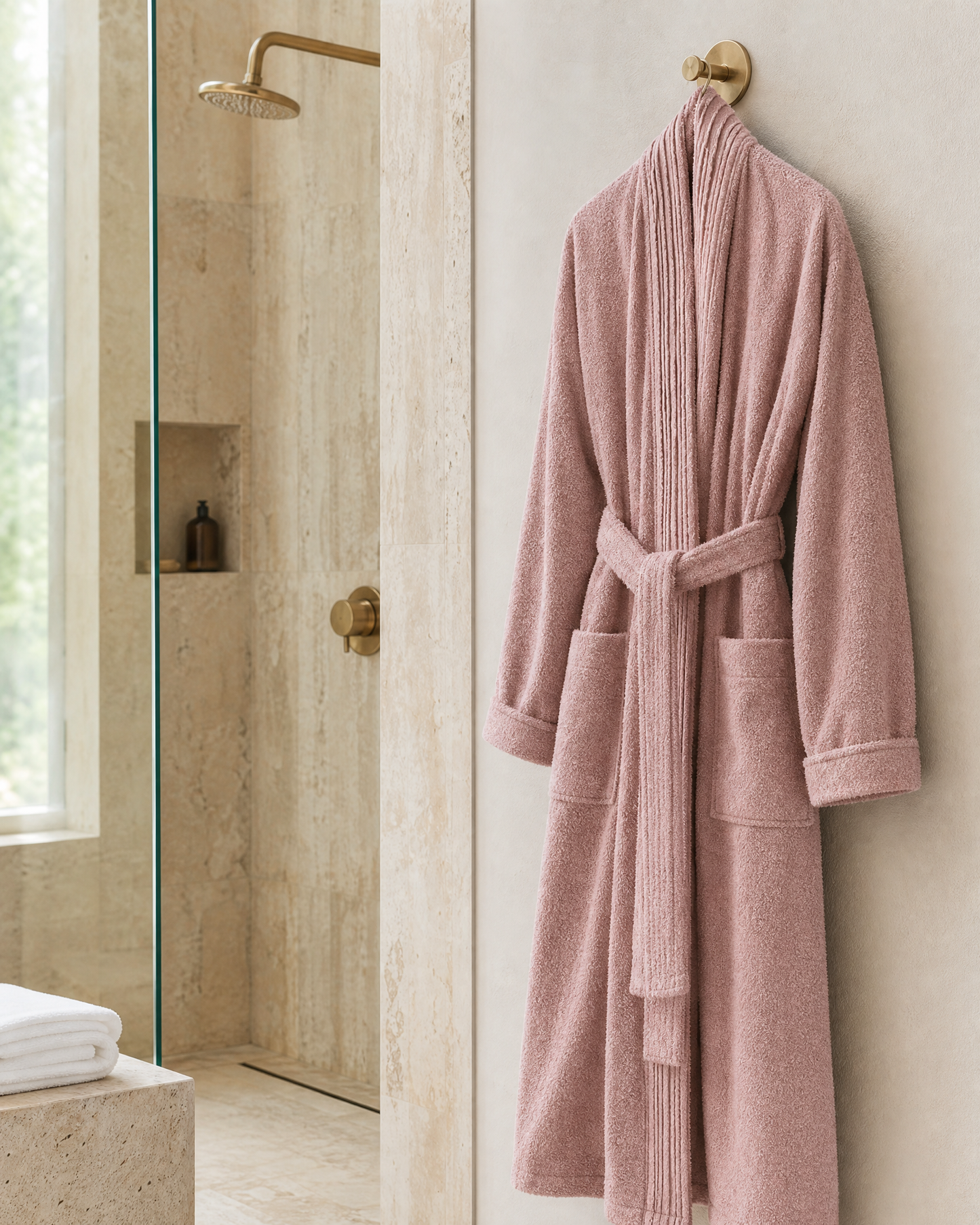 Turkish Cotton Terry Cloth Pleated Bathrobe