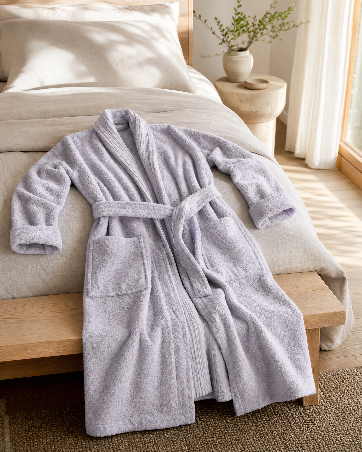 Turkish Cotton Terry Cloth Pleated Bathrobe